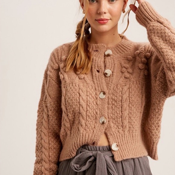 bohme Sweaters - Bohme Cropped Knit Cardigan